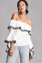 Forever21 Women's  White Off-the-shoulder Flounce Top
