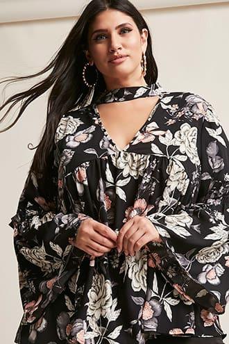 Forever21 Plus Size Cutout Floral Top
