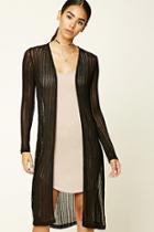 Forever21 Women's  Black Open-knit Longline Cardigan