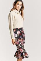 Forever21 Floral Drop-waist Midi Skirt