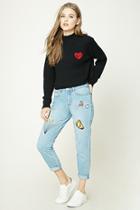 Forever21 Distressed Patch Graphic Jeans