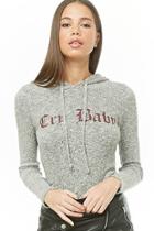 Forever21 Hooded Marled Cry Baby Graphic Top
