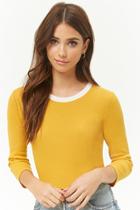Forever21 Waffle-knit Contrast Top
