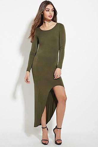 Forever21 Women's  Asymmetrical-hem Maxi Dress