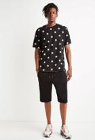 21 Men Men's  Star Print French Terry Tee (black/white)
