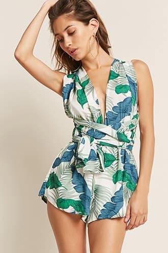 Forever21 Floral Longline Halter Romper
