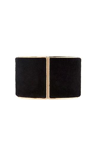 Forever21 Gold & Black Faux Fur Hinge Bracelet