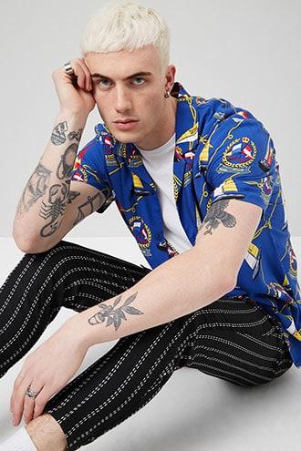 Forever21 Worldwide Culture Nautical Print Shirt