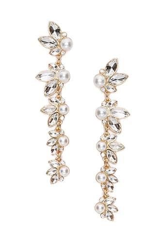 Forever21 Faux Pearl & Gemstone Drop Earrings