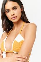 Forever21 Colorblock Crochet Triangle Bikini Top