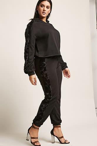 Forever21 Plus Size Faux Fur-trim Joggers