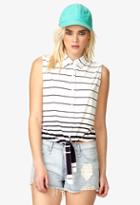 Forever21 Striped Tie-front Knit Shirt