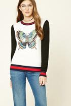 Forever21 Women's  Sequined Butterfly Sweater