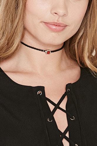 Forever21 Faux Stone Braided Choker Set