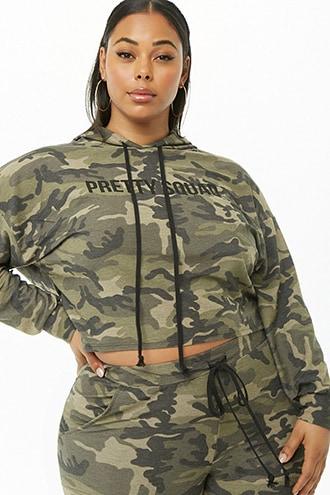 Forever21 Plus Size Pretty Squad Camo Hoodie