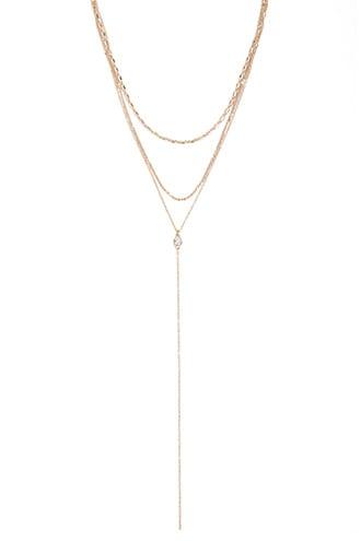 Forever21 Rhinestone Drop Charm Layered Necklace