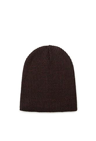 Forever21 Marled Fold-over Beanie (burgundy/black)