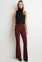 Love21 Women's  Burgundy Contemporary Flap-pocket Flared Pants