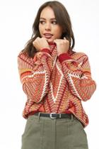 Forever21 Multicolored Lantern-sleeve Sweater