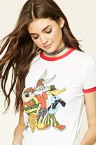 Forever21 Women's  Looney Tunes Graphic Ringer Tee