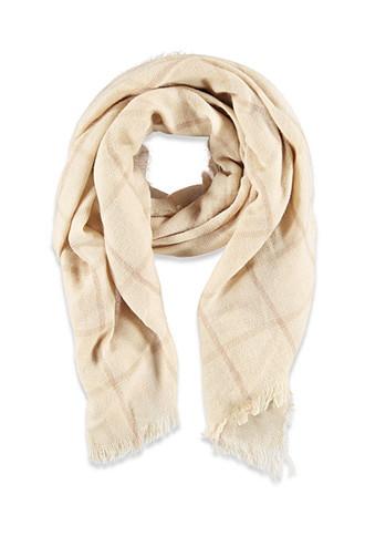 Forever21 Frayed Plaid Pattern Scarf (oatmeal/beige)