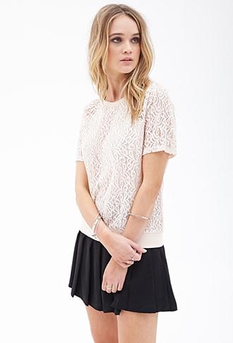 Forever21 Floral Crochet Pullover