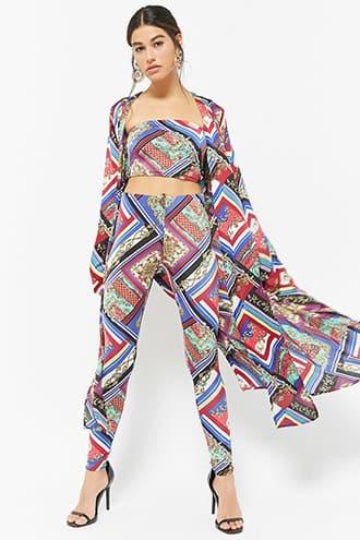 Forever21 Baroque-inspired Geo Print Self-tie Cardigan