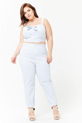 Forever21 Plus Size Pinstriped Ankle Pants