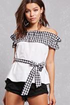 Forever21 Gingham Ruffle Tie-waist Top