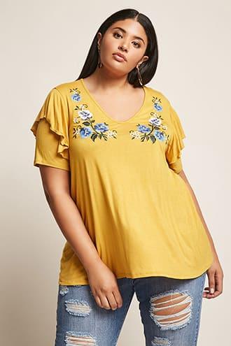 Forever21 Plus Size Floral Ruffle Top