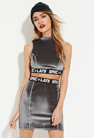 Forever21 Women's  Eric + Lani Velvet Crop Top