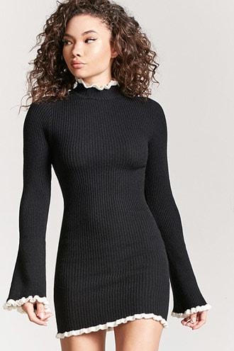Forever21 Ribbed Contrast Mock Neck Dress