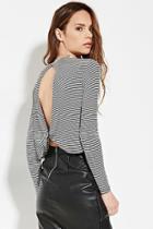 Love21 Women's  Contemporary Stripe Cutout Top