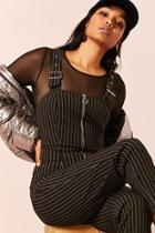 Forever21 Pull-ring Pinstripe Overalls