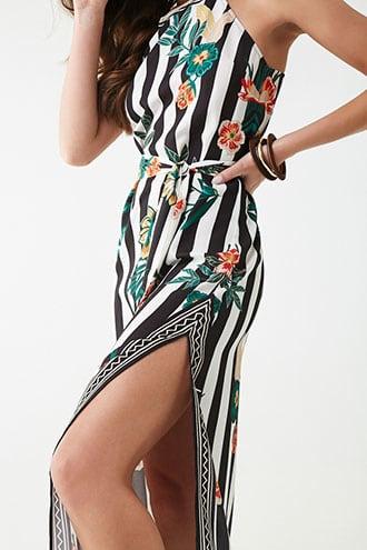 Forever21 Striped Floral Split-hem Dress