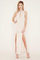 Forever21 Women's  Nude M-slit Maxi Dress