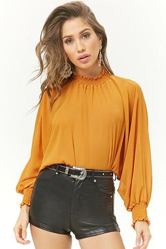 Forever21 Smocked Chiffon Top
