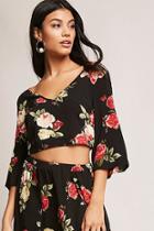 Forever21 Floral Bell Sleeve Crop Top