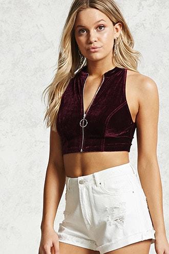Forever21 Velvet O-ring Crop Top