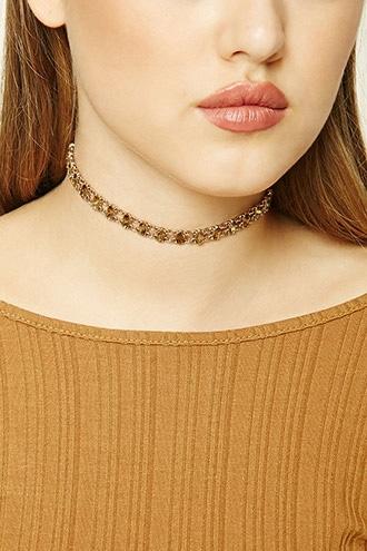 Forever21 Gold Faux Gem Choker