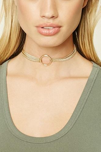 Forever21 Gold Circle Chain Layered Choker