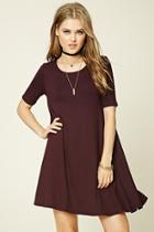 Forever21 Women's  Eggplant Stretch Knit Trapeze Dress