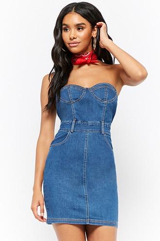 Forever21 Bustier-inspired Denim Tube Dress