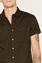 21 Men Men's  Olive & Black Geo Print Shirt
