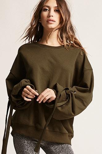 Forever21 Oversized Self-tie Sweatshirt