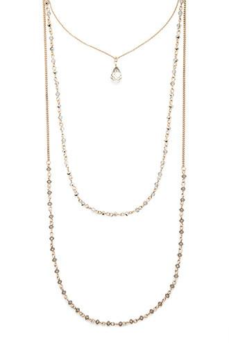 Forever21 Grey & Gold Faux Gem Layered Necklace