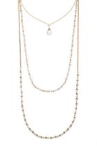 Forever21 Grey & Gold Faux Gem Layered Necklace