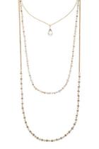 Forever21 Grey & Gold Faux Gem Layered Necklace