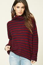 Forever21 Women's  Stripe Cowl-neck Sweater