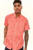 Forever21 Trunks Surf & Swim Embroidered Palm Tree Button Shirt